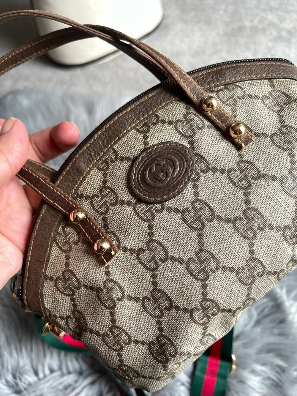 Authentic Gucci vintage GG canvas mini accesory pouch bag 014.89.0032